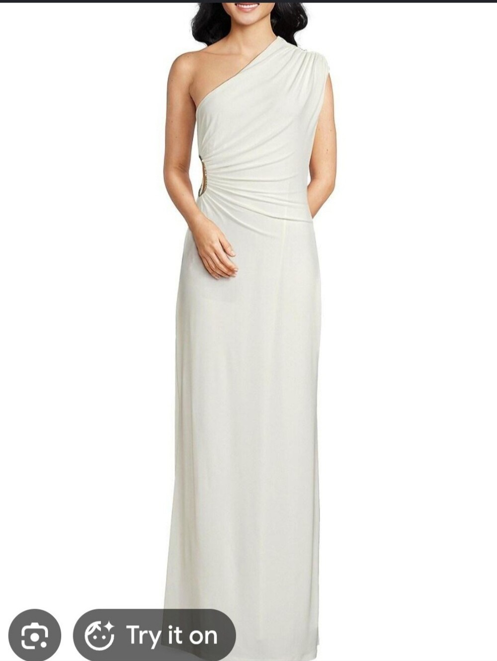 BCBGMaxAzria One-Shoulder Ivory Gown